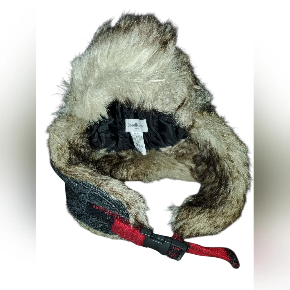 GoodFellow & Co. Plaid Faux Fur Men's Trapper Hat NWT